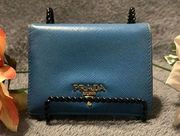 PRADA blue saffiano leather wallet