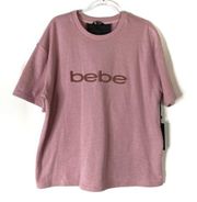 Bebe Sport | Pink French Terry Tee Shirt w/Mesh Back Detail