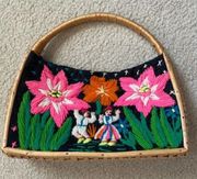 Super unique hand embroidered woven hand bag