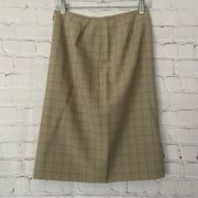 Dress Barn Women's Skirt A Line Tan Beige Brown Plaid Lined 6 29W Knee Length