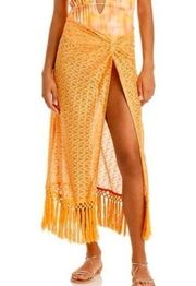 Ramy Brook Gaia Metallic Faux Wrap Boho Maxi Skirt Coverup Size XL NWT