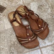 Vintage Enzo Angiolini Brown and Gold Sandals