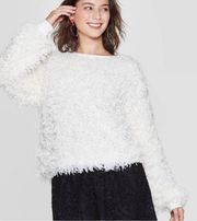 White Feather Oversized Crewneck Sweater