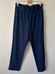 Grace Karin | Navy Blue Paperbag Waist Trouser Pants Size XL No Belt