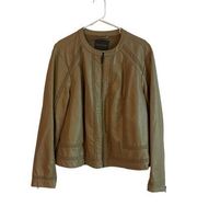 Kate And Mallory 1X / XL Long Sleeve Light Brown Jacket Faux Leather Full Zip