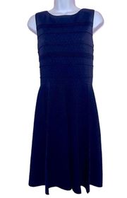 Ivanka Trump fit‎ & Flare textured sleeveless navy blue dress size 6