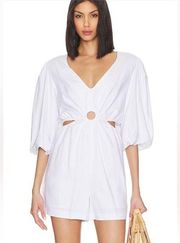 1. STATE V-Neck Ring Cutout Romper in Ultra white NWT Size XL Linen Mix