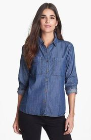 Denim Chambray Classic Collar Button Down Shirt- Size Small