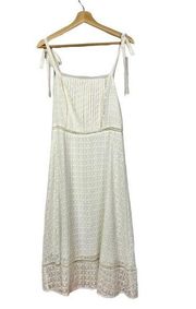 J.O.A White Tie Shoulder A-Line Midi Maxi Dress M