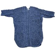 Gap Cardigan Womens Small Blue Knit Hald Sleeve Marled Open Front V Back Sweater