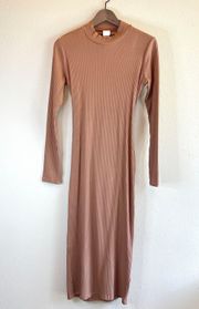 Ribbed Twist Open Back Women’s Brown Maxi Dress /Sz:M/NWT