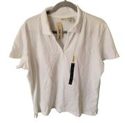 White Basic V-Neck Short Sleeve Polo Women's Blouse Size XL