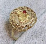 10K 10KT Karat Virgin Mary Ruby Fine Women’s Ring Sz 5.5