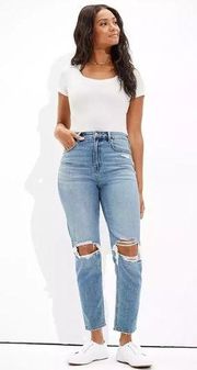 Comfort Stretch Waistband Distressed Mom Jeans