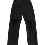 Princess Polly  Black Holly Asymmetric Ripped Leg Jeans