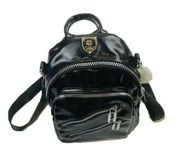 Multifunctional PU Leather Small Backpacks Black & Silver