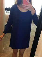 Blue Long Sleeve Shift Dress