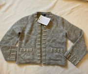 Maje NWT  Pearl wool sweater Cardigan Gray SZ3 US8 bust40