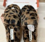 Leopard print fur slipper