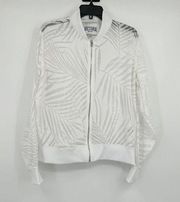 Victoria Sport White Sheer Palm Track Jacket Zip Up Size Large L