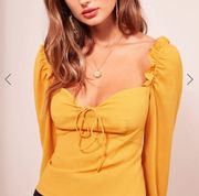 Finders Keepers ‘Afterglow’ Mustard Yellow Long Sleeve Ruffle Top