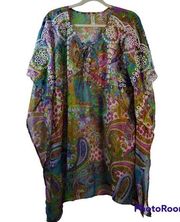 Shoreline Boho Sheer Paisley Print Beach Cover Up Size S/M