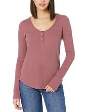 TenTree TreeWaffle Henley Long Sleeve Crushed Berry size large