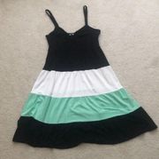 Tiered Black/White/Mint Dress