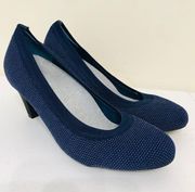 Betabrand Late To The Gate Blue Heels Pumps Knit Women's Size 10.5