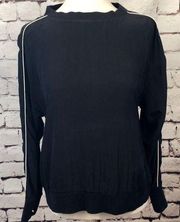 Pam & Gela Black Piped Cowl Drape Back Silk Top