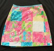 Lilly Pulitzer VTG  0 XS Reversible Wrap Mini Skirt Petal Patch Aqua Koi Fish