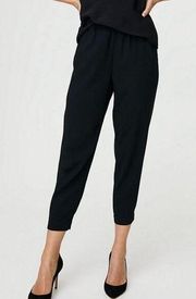 Aritzia Babaton Womens XL Black Dexter Cropped Pull On Slacks Tuxedo Pants