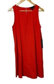 Tahari Red Sleeveless Linen Blend Shift Dress Women's Size Medium New