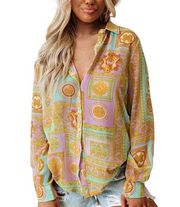 NWT Impressions Baroque Button Front Shirt Size Small