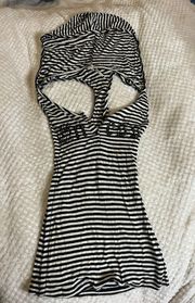 XS  Blk White Stripe Hoodie Tank