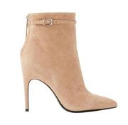 Reiss Ashton Pointed Toe Bootie in Biscuit Beige Leather Suede