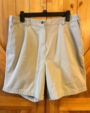 LL Bean Womens Size 16 Original Fit Beige Khaki Pleated Cotton Shorts