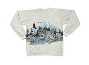 Vintage 90s Montana Wolf Nature Animal Crewneck Sweatshirt Double Sided