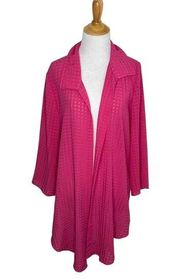 Slinky Brand Silky Pink 3/4 Sleeve Sheer Cardigan size Large