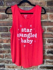 Isabel Maternity Red Star Spangled Baby Fourth Of July USA Tank Top Size Large