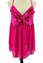 Lane Bryant Cacique Pink Satin Sheer Babydoll Negligee Womens 18/20