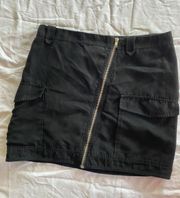 Black Velvet Zip Up Mini Skirt 