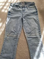 Paige Verdugo Ankle Jeans Mid/Low Rise Distressed Light Vintage Wash Blue 25