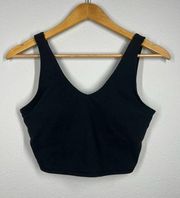 NEW  Faith V-Neck Gym Crop Tank Top/Longline Sports Bra - Black - Small