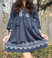 Knox Rose  woman’s bohemian embroider blue dress size XS