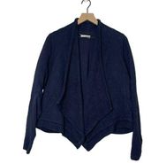 Ulla Johnson Cardigan Sweater Women's Size 10 Navy Blue Open Front Textured