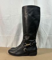 Tommy Hilfiger Black Leather Knee High Riding Boots Wmns Sz 8 M