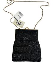 NWT Hillard & Hanson VTG Clutch Crossbody Bag Black Cocktail Beaded Kisslock