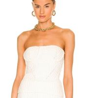 NBD Tara Boucle Knit Bustier Tube Top in White