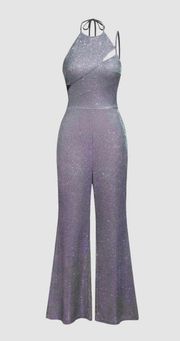 glitter cutout halter jumpsuit size large